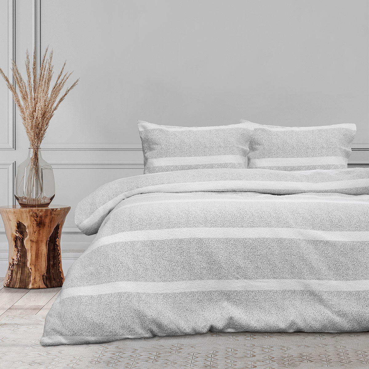 V442-INT-QUILTCS-LIAMCHENILLE-GREY-QS-144543-00 Ardor Liam Chenille Textured Grey Quilt Cover Set Queen - Image 1