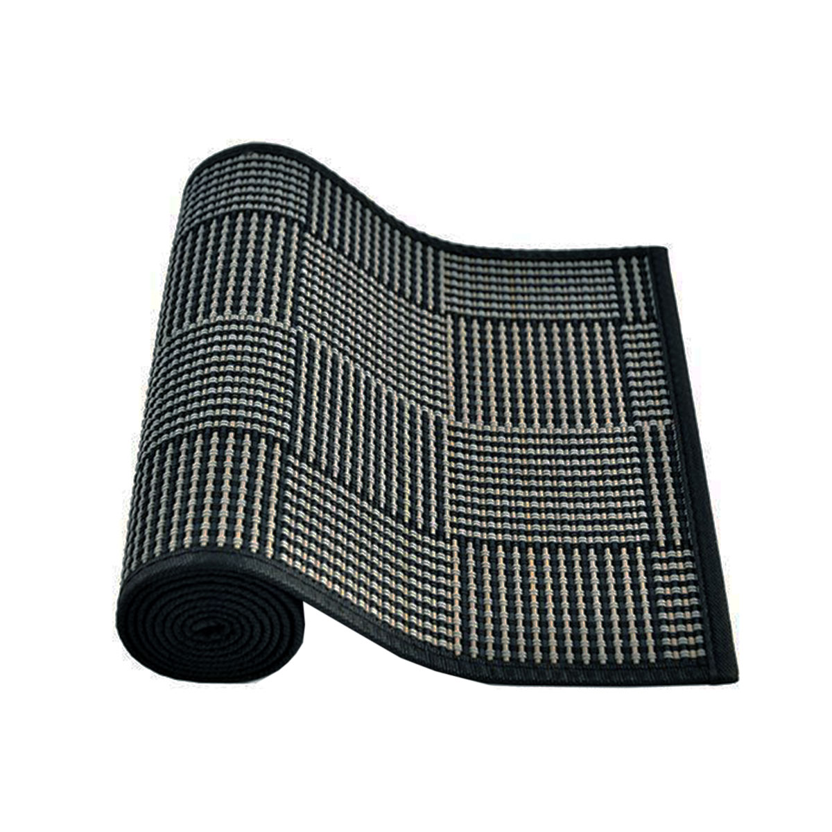 V442-JTC-TABLER-BAMBOOAJ06-BLACK-RE-145779-00 Louis Bamboo Table Runner Black Grey 140 x 33cm - Image 1