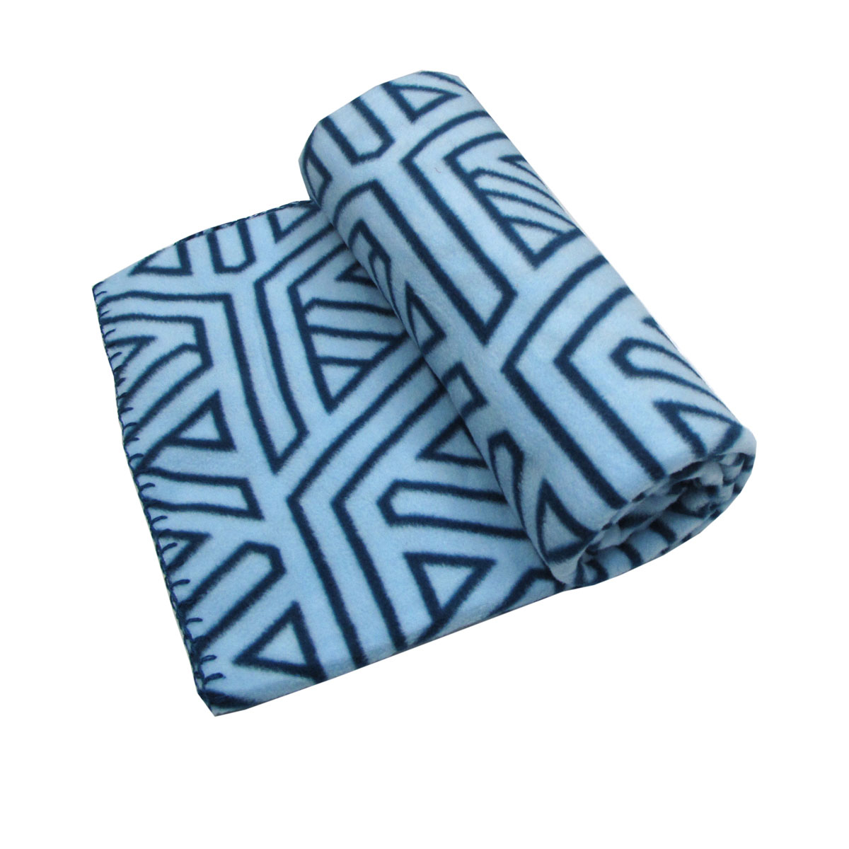 V442-JTC-THROW-GEO-BLUE-RE-173509-00 Aerial Printed Fleece Throw Rug 130 x 150 cm Blue Geo - Image 1