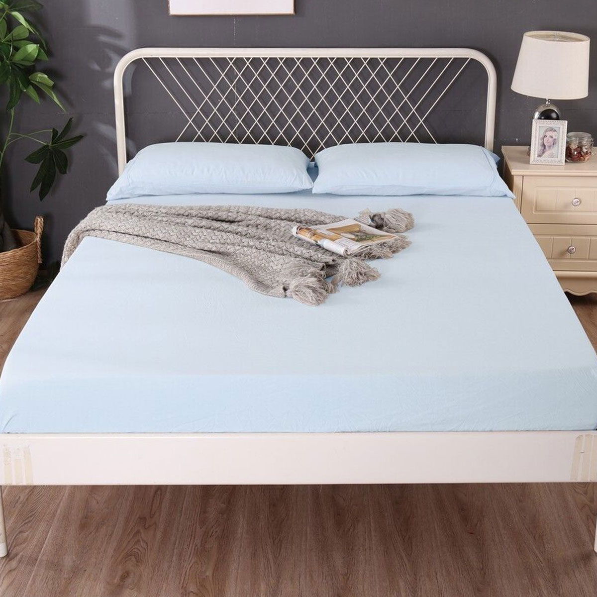 V442-KIT-FITTEDSS-LINENBAMBOO-PLEINAIR-QS-174635-00 Ramesses 1000TC Linen Bamboo Fitted Sheet Combo Set Plein Air Queen - Image 1