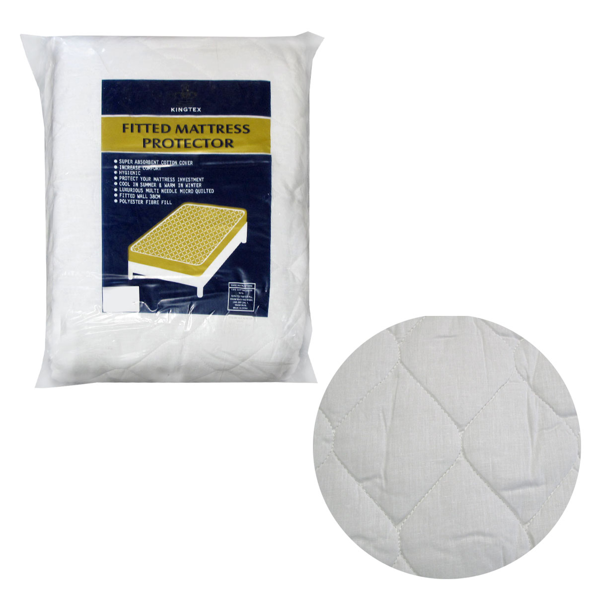 V442-KIT-MATTRESSP-FITTED-WHITE-KS-146444-00 Kingtex Fitted Mattress Protector King Single - Image 1