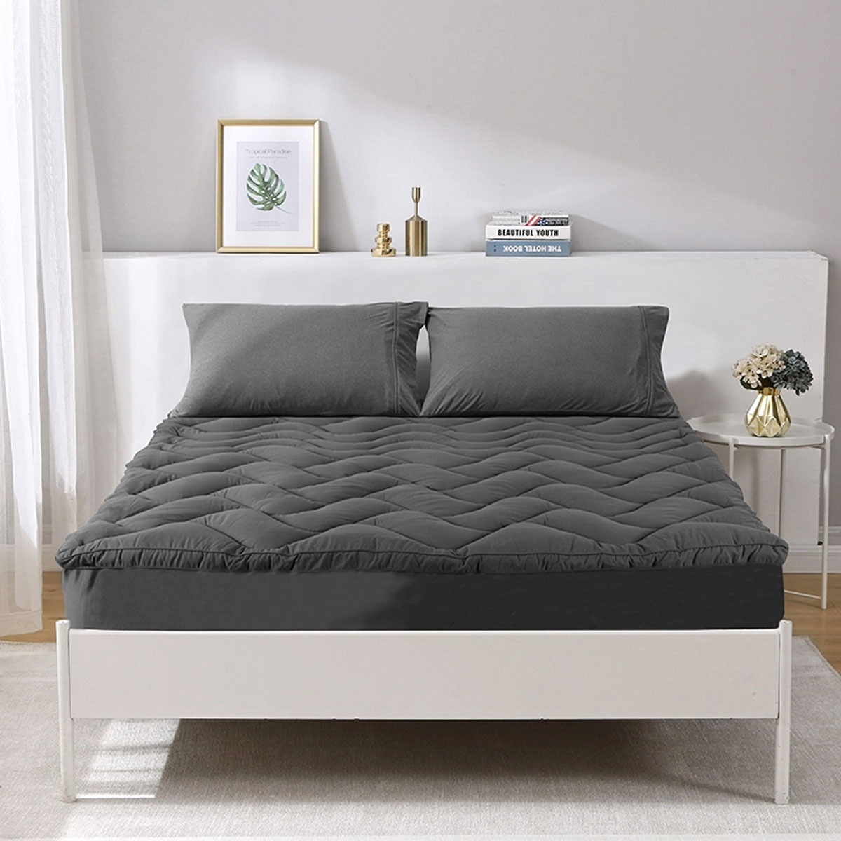 V442-KIT-MATTRESST-1000GSM-CHARCOAL-KI-173638-00 Ramesses 1000GSM Charcoal Mattress Topper King - Image 1