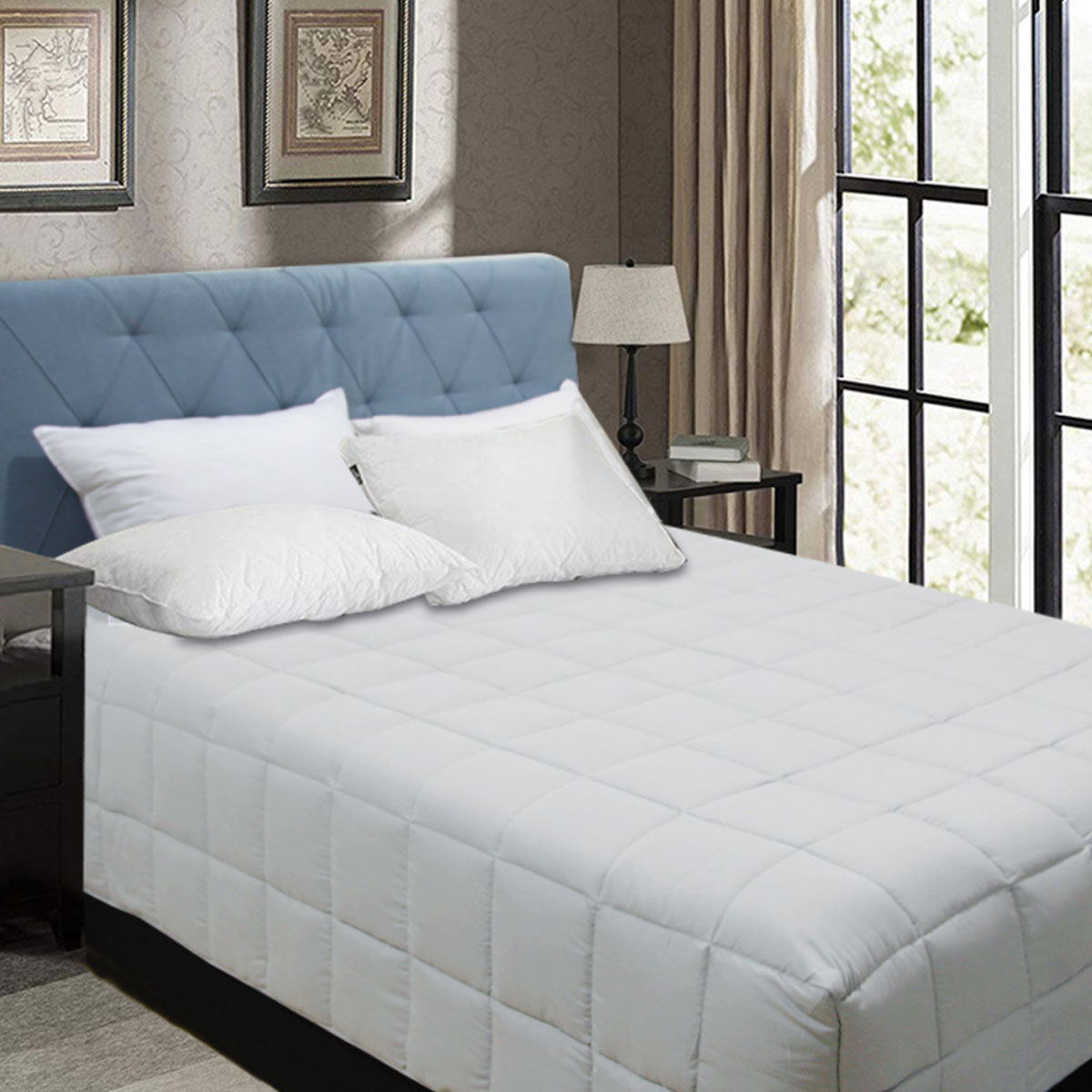 V442-KIT-QUILT-BOXEND-SILVER-SB-173624-00 Shangri La Bamboo Blend Microfiber Box End Quilt Silver Single - Image 1