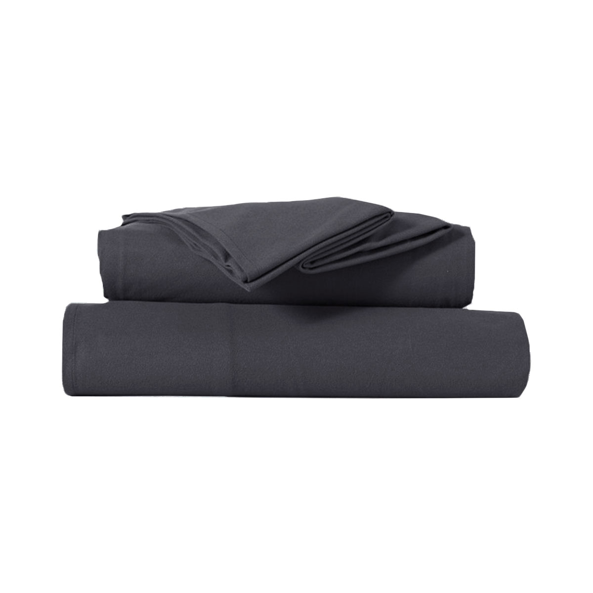 V442-KIT-SHEETS-MF2023-CHARCOAL-DS-183862-00 Kingtex Ultra-Soft Micro Flannel Sheet Set 40 cm Wall Charcoal Double - Image 1