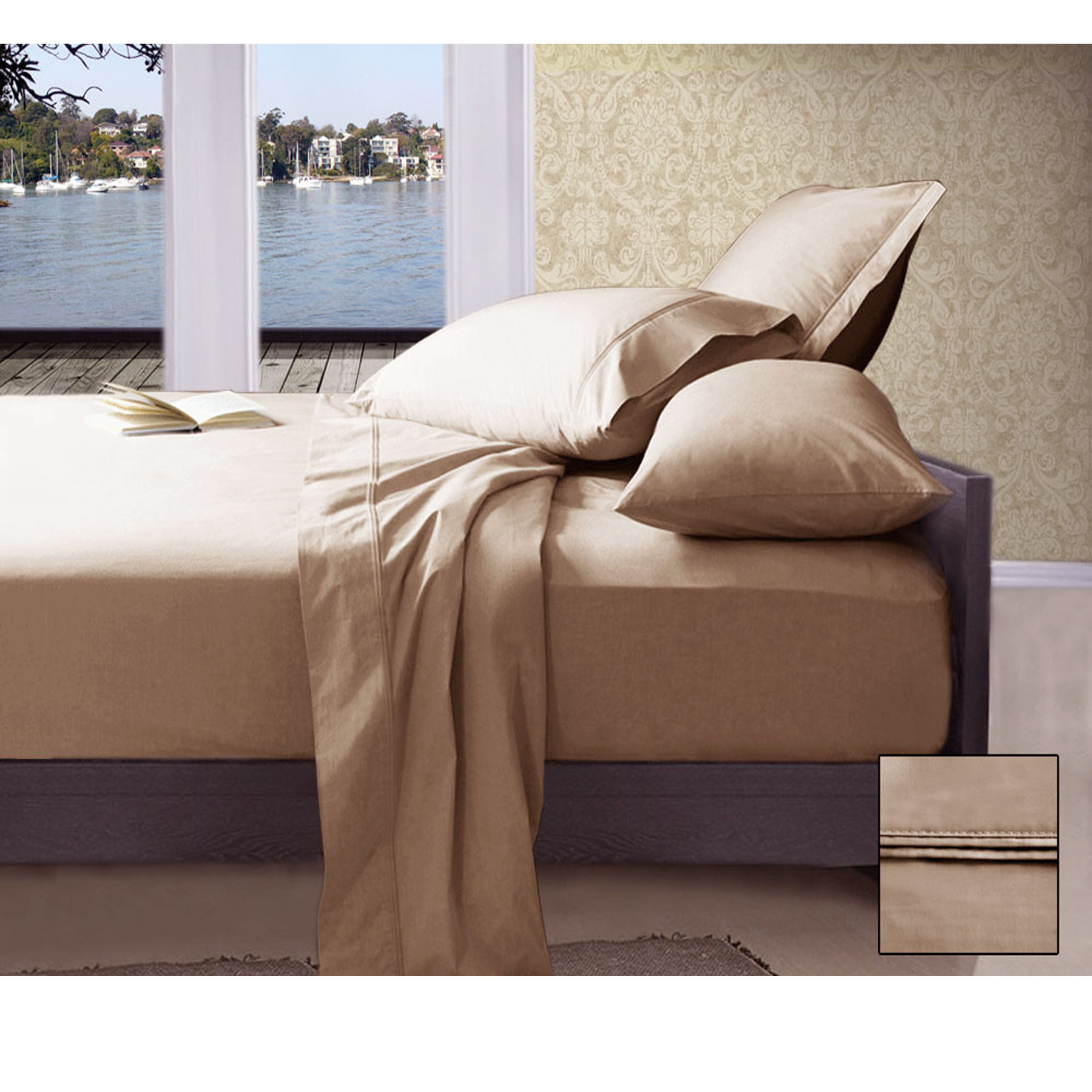 V442-KIT-SHEETS-PIMAPLAIN-LINEN-QS-158547-00 Ramesses 1000TC American Pima Cotton Plain Design Sheet Set Linen Queen - Image 1