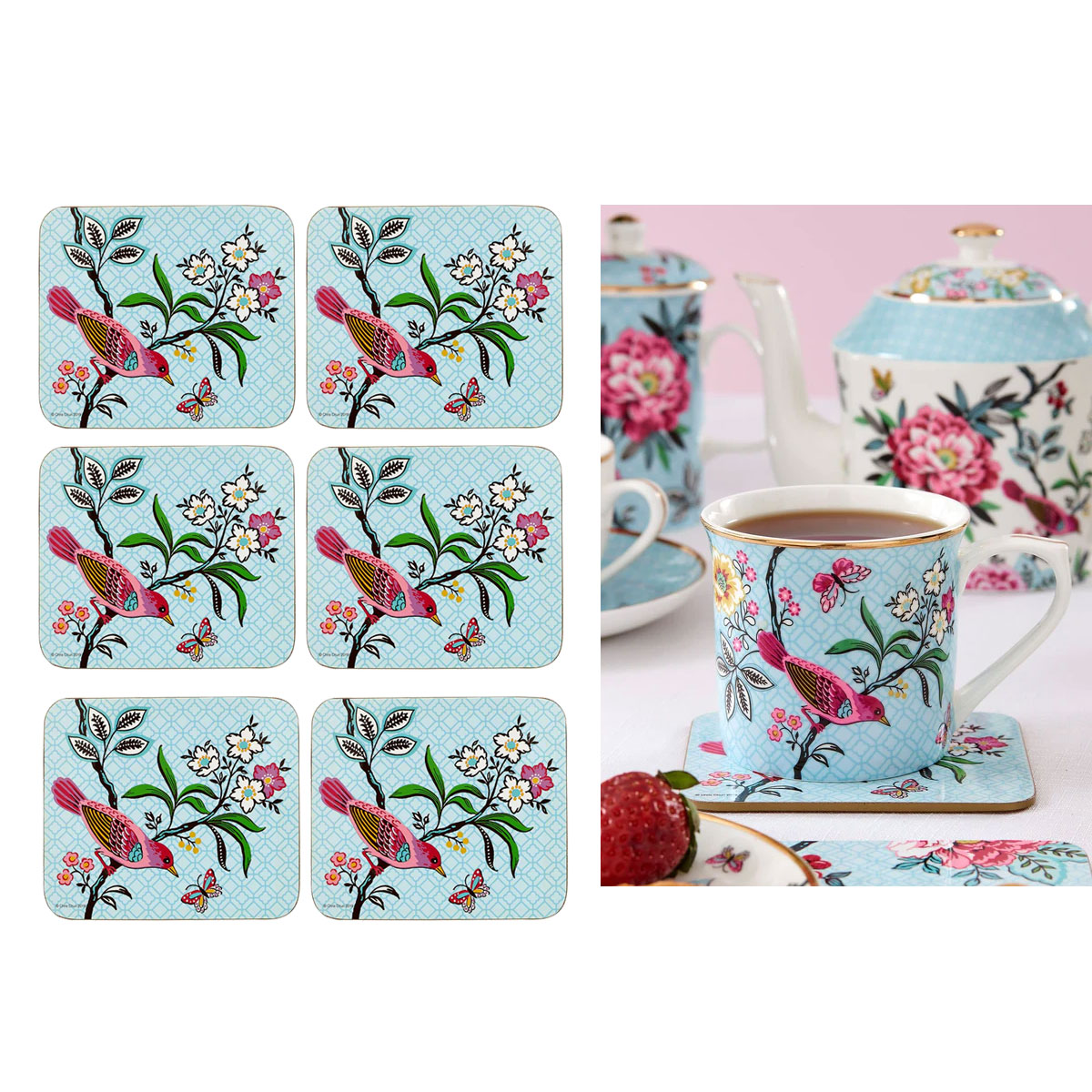V442-LDE-COASTERS-SETOF6JARDINPEONY-MULTI-RE-127436-00 Set of 6 Jardin Peony Coasters 11x9.7x0.4cm - Image 1