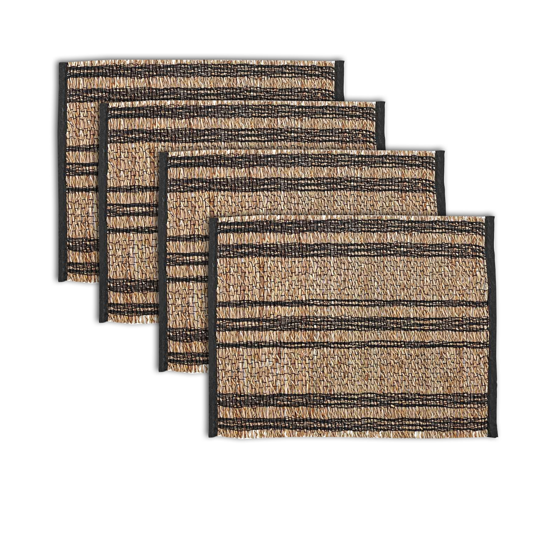 V442-LDE-TABLEPLACEMAT-LOMA-BLACK-RE-77785-00 Ladelle Set of 4 Loma Woven Table Placemats Black - Image 1