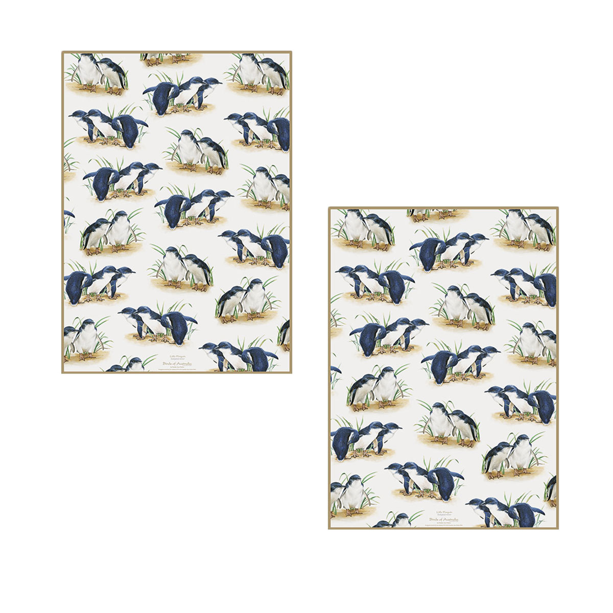 V442-LDE-TEAT-PENGUINSETOF2-BROWN-RE-77669-00 Set of 2 Birds of Australia Kitchen Tea Towels Penguin 50 x 70 cm - Image 1