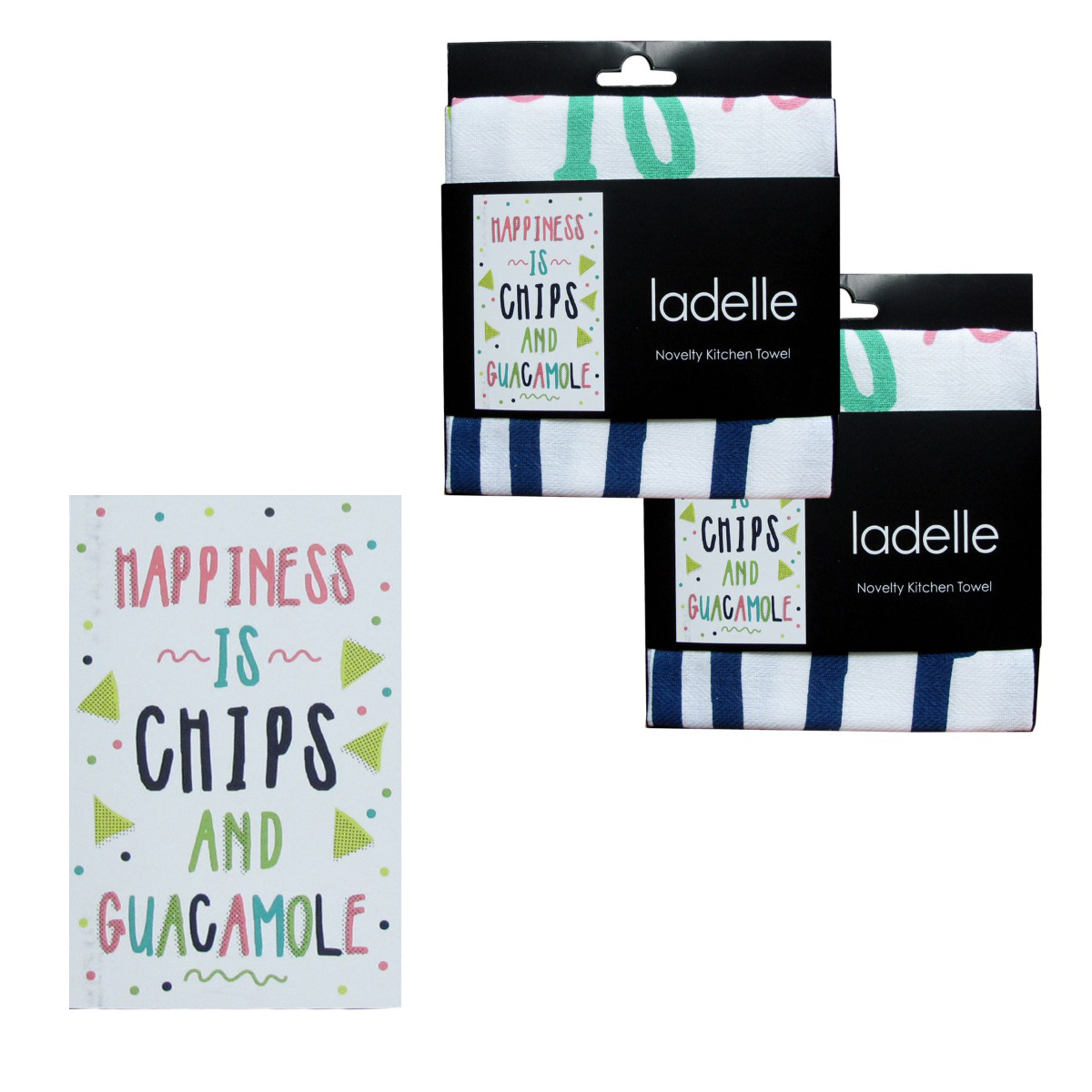 V442-LDE-TEAT-SETOF2NOVELTYCHIPS-MULTI-RE-77756-00 Ladelle Set of 2 Cotton Tea Towels Happiness is Chips and Guacamole - Image 1