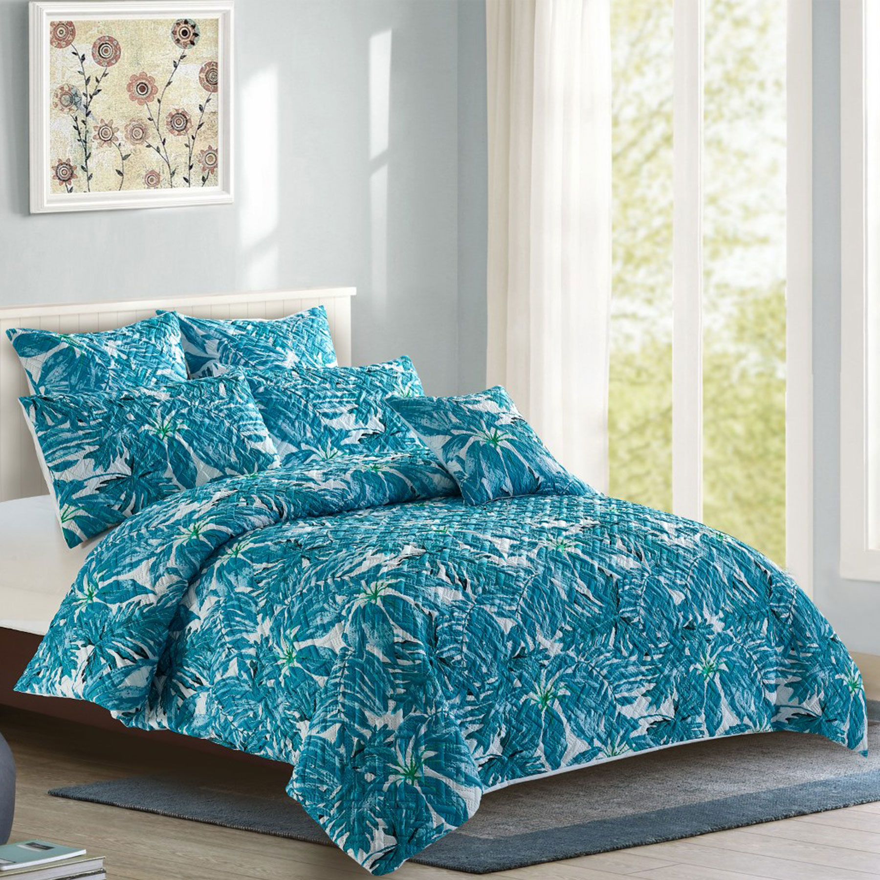 V442-MFL-QUILTCS-EDEN-BLUE-KI-204208-00 Georges Fine Linens Eden Quilt Cover Set - King - Image 1