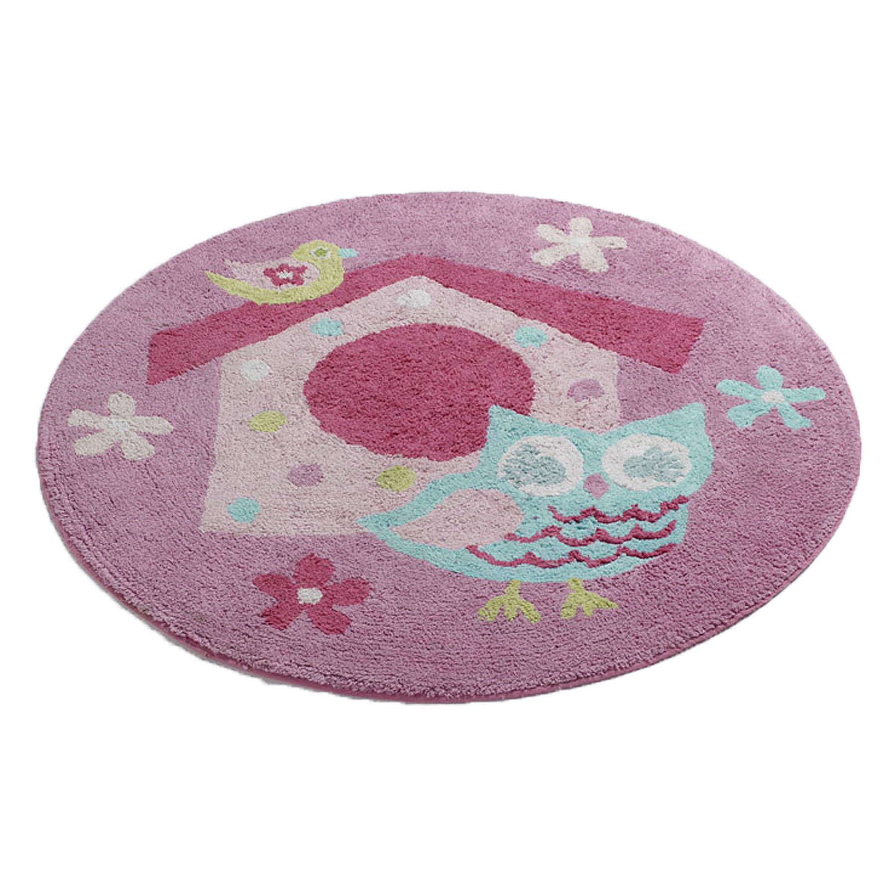 V442-PIL-FLOORR-BIRDCAGE-PINK-RD-208835-00 Jiggle & Giggle Birdcage Floor Rug 80cm Diameter - Image 1
