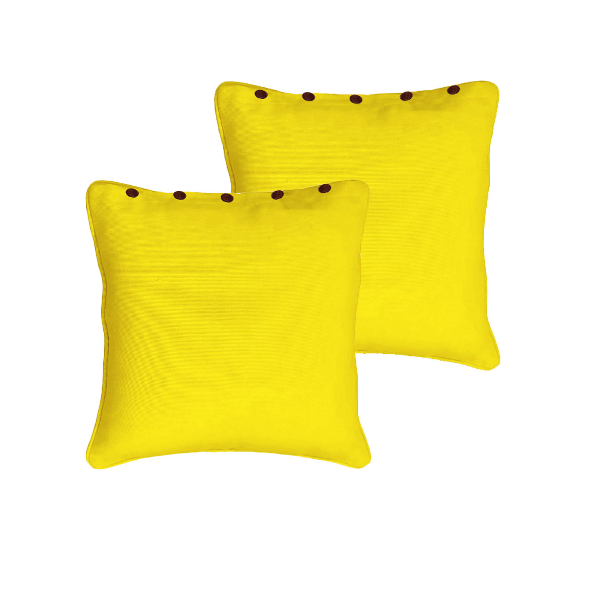 V442-RAN-PILLOWC-LONDONBUTTON-YELLOW-SQ-208749-00 Rans Pair of London Cotton European Pillowcases with Buttons Yellow - Image 1