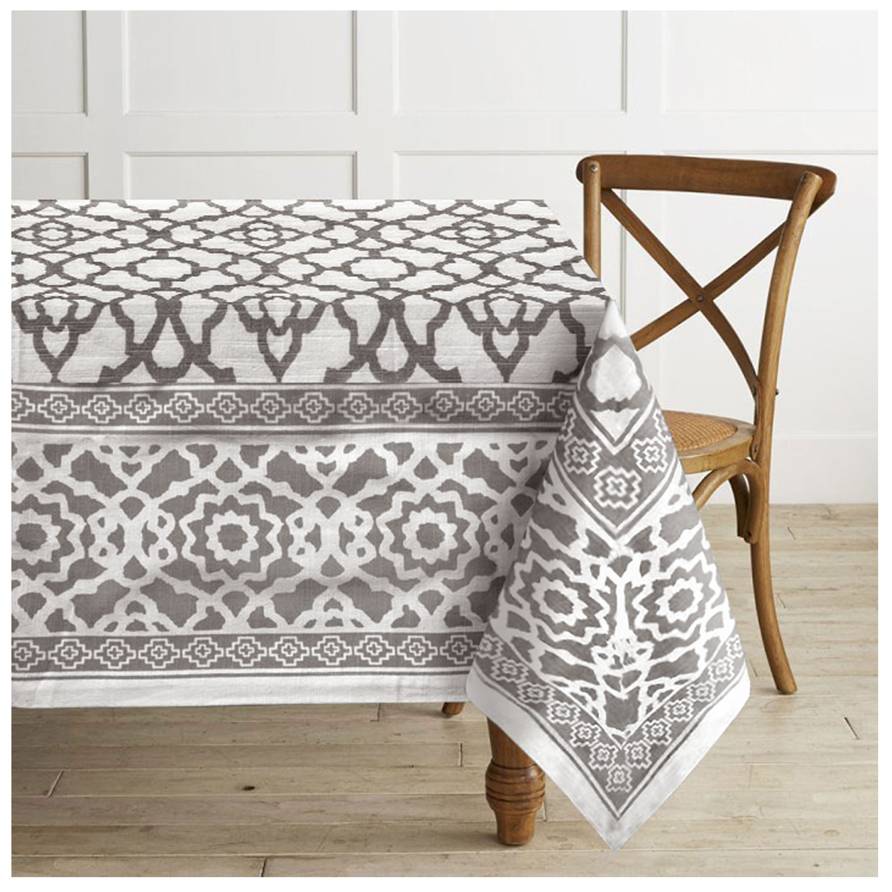 V442-RAN-TABLEC-VINTAGE180-GREY-RD-77511-00 Rans Pure Cotton Vintage Tablecloth Grey 180 cm Round - Image 1