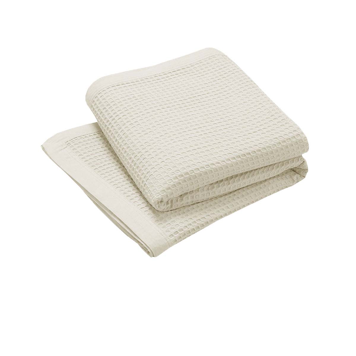 V442-STT-BLANKET-25COTTONWAFFLE-CREAM-SB-202503241615-00 Living @ Home 350gsm 100% Cotton Breathable Waffle Blanket Single 180 x 230 cm Cream - Image 1
