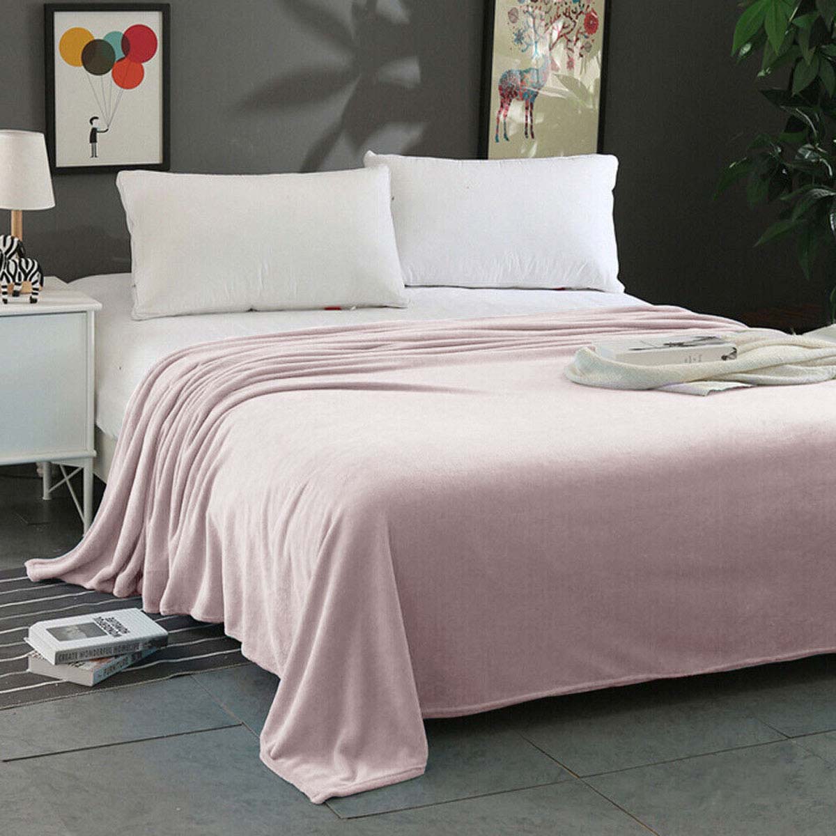 V442-STT-BLANKET-25MICROFLANNELPLUSH-BLUSH-QS-202503241615-00 Super Soft Micro Flannel Plush Blanket Queen 220 x 240cm Blush - Image 1