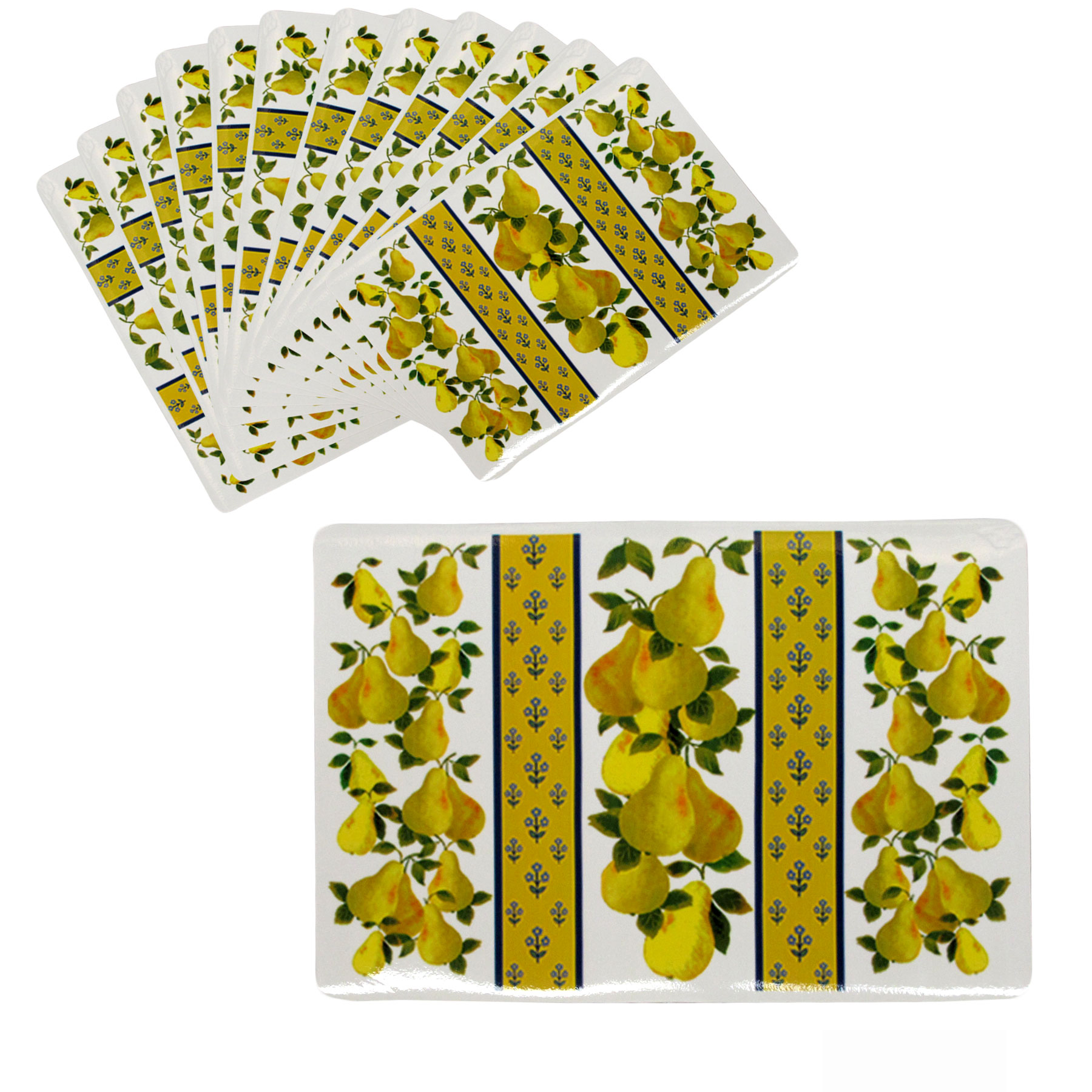 V442-TOC-TABLEPLACEMAT-PEARS-YELLOW-RE-209108-00 Set of 12 PVC Easy Care Placemats - Pears - Image 1
