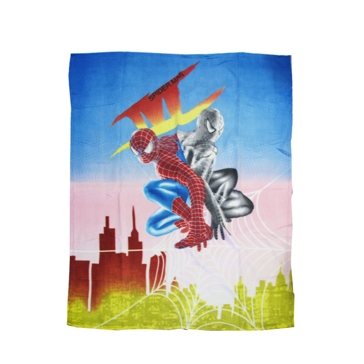 V442-UGG-THROW-SPIDERMAN-MULTI-RE-215406-00 Spiderman Printed Polar Fleece Throw Rug 130 x 160 cm - Image 1