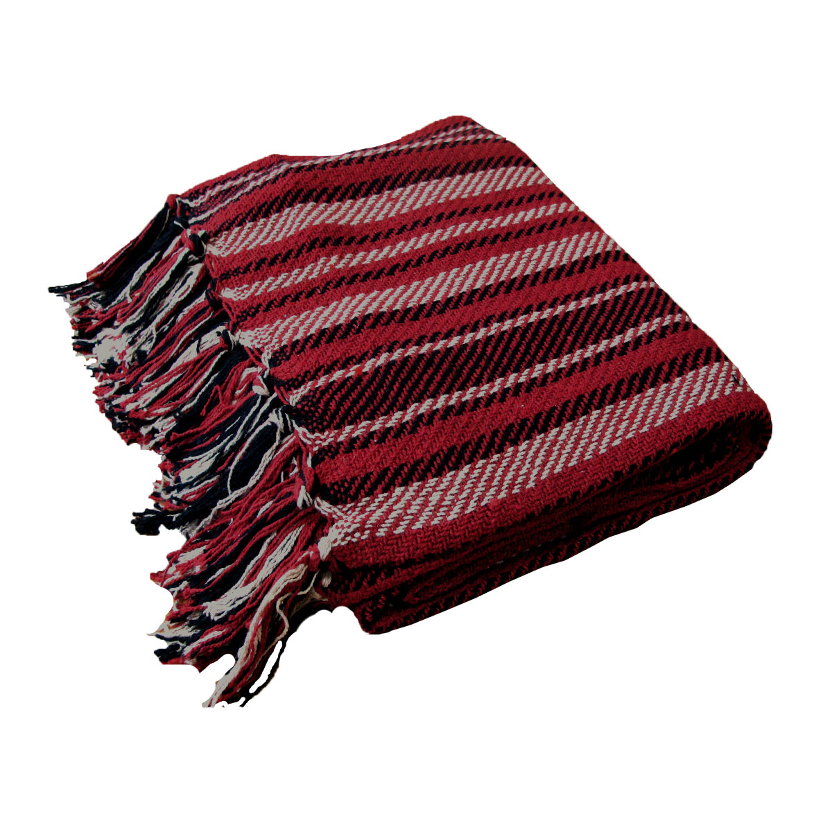 V442-UNA-THROW-STELLA-RED-RE-209097-00 Stella 100% Cotton Knitted Throw Rug Red Multi - Image 1