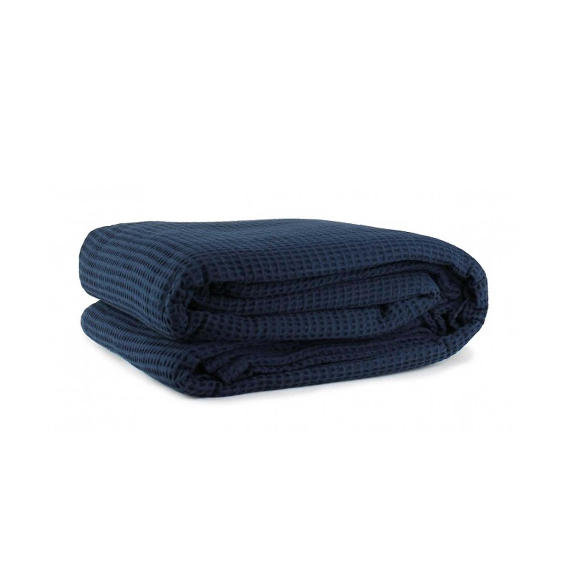 V442-WAM-BLANKET-COTTONWAFFLE-NAVY-KI-204881-00 Jason Cotton Waffle Blanket Navy - King - Image 1