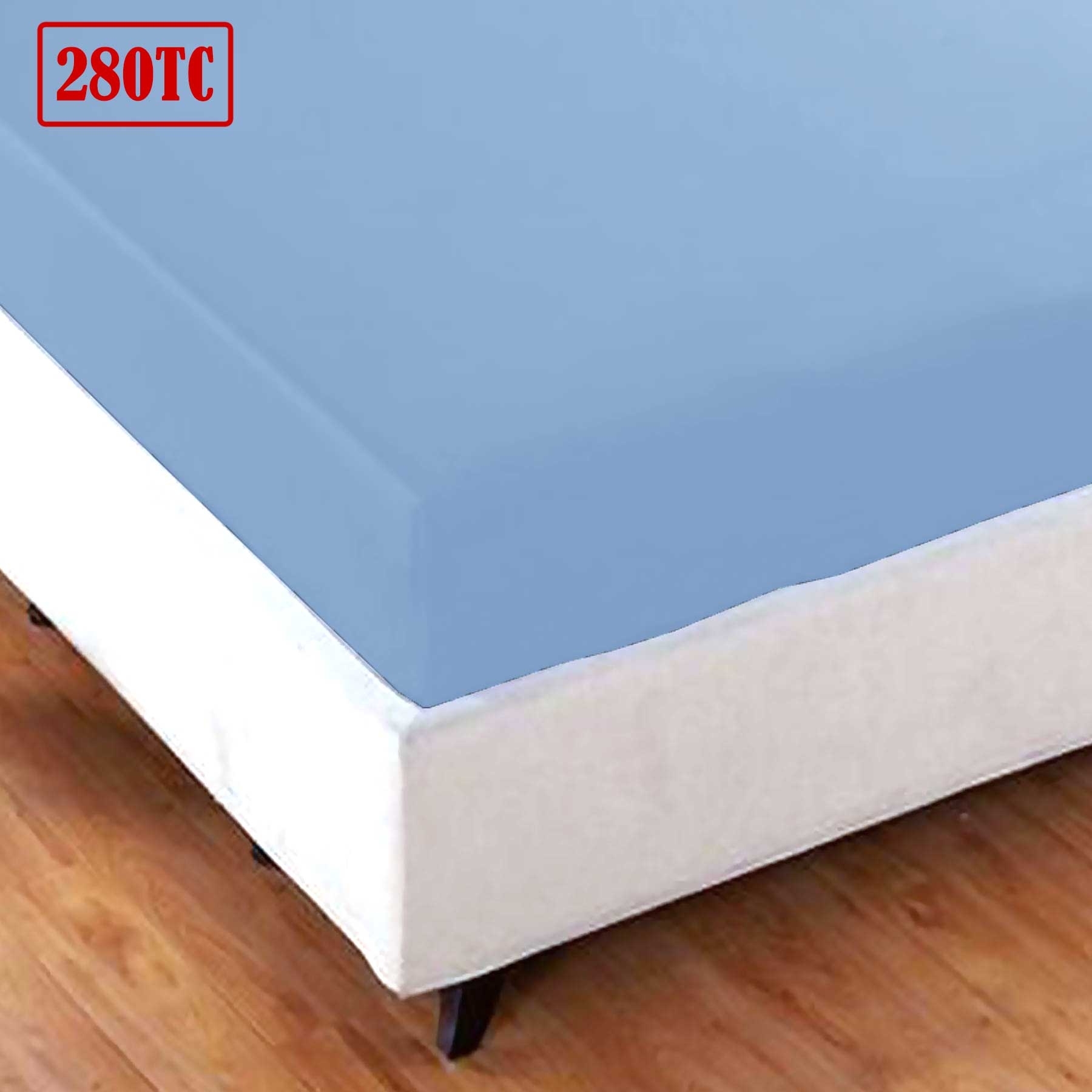 V442-WAM-SHEETS-CRISPFITTED-SPRINGBLUE-KI-204775-00 Jason Crisp Polyester Cotton Fitted Sheet Spring Blue - King - Image 1