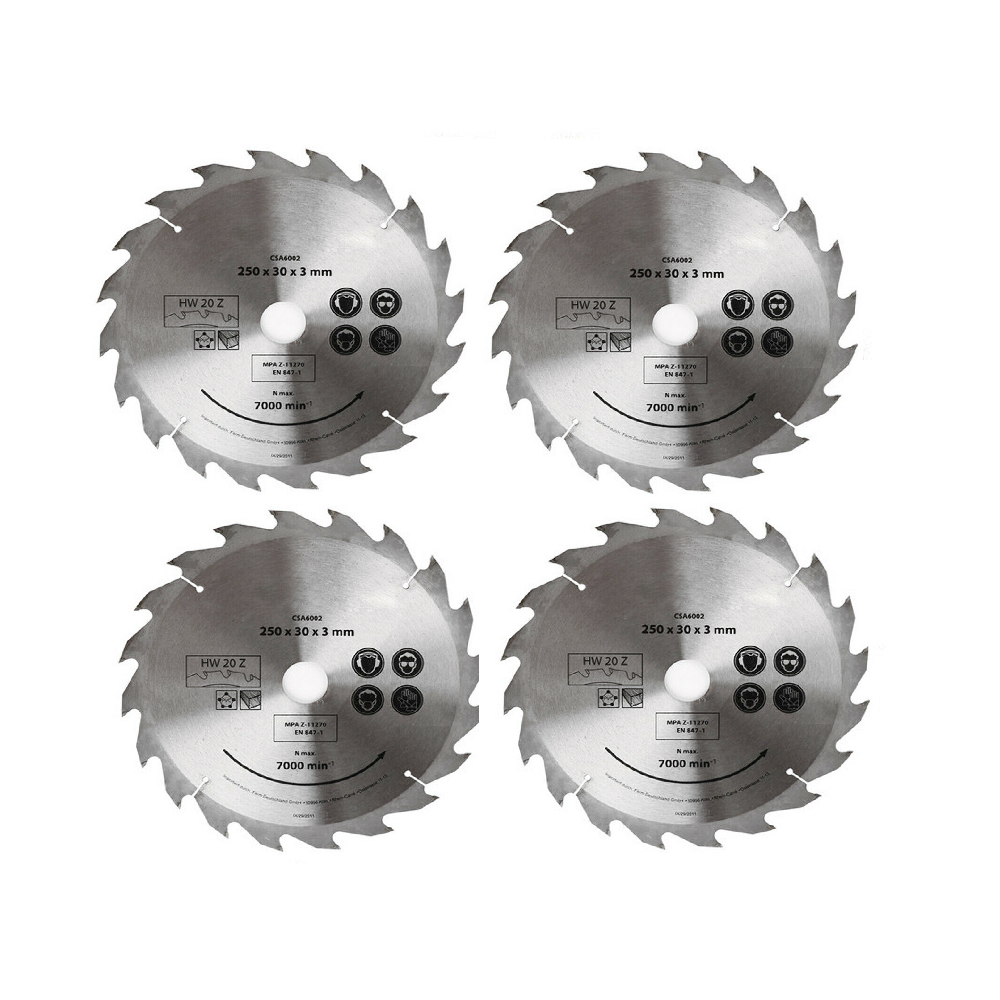 V465-250303X4-191885-00 4x 250MM Circular Saw Blade 20T Disc Saw Blade Wood Timber Cutting 30/20/16mm - Image 1