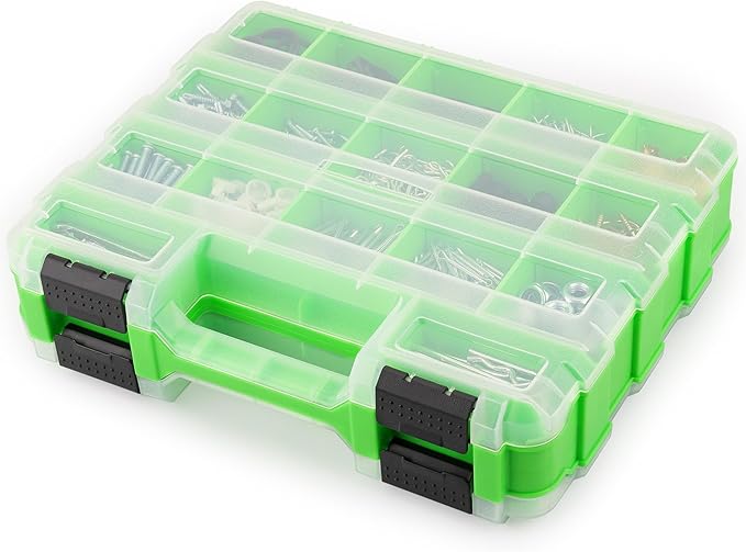 V465-66123-195607-00 SWANLAKE Small Parts Organizer, 34-Compartments Double Side Storage Box with Removable Dividers, Tools Box Screw Organizer For Nuts, Bolts, Screws, Nails, Small Hardware - Image 1