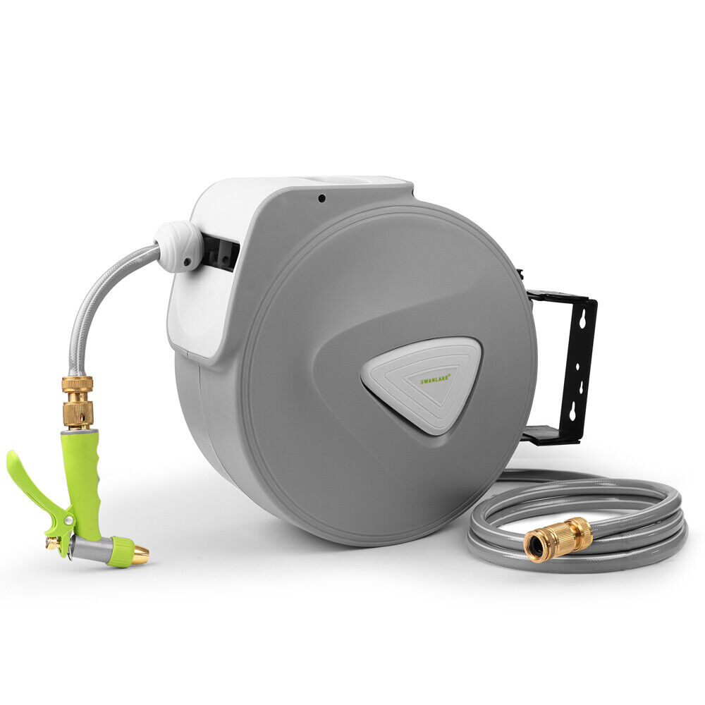 V465-66150-186630-00 Garden Spray Gun Auto Rewind Wall Water Hose Mount Hose Reel 20M Retractable - Image 1