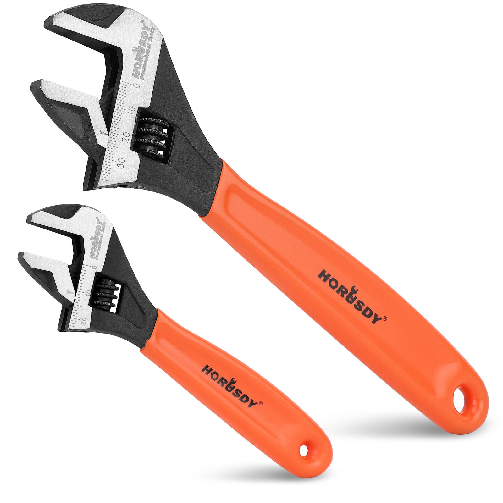 V465-81040-139817-00 2x Adjustable Wrench Set 6" 10" Wide Jaw Spanner Cr-V Steel Workshop Metric SAE - Image 1