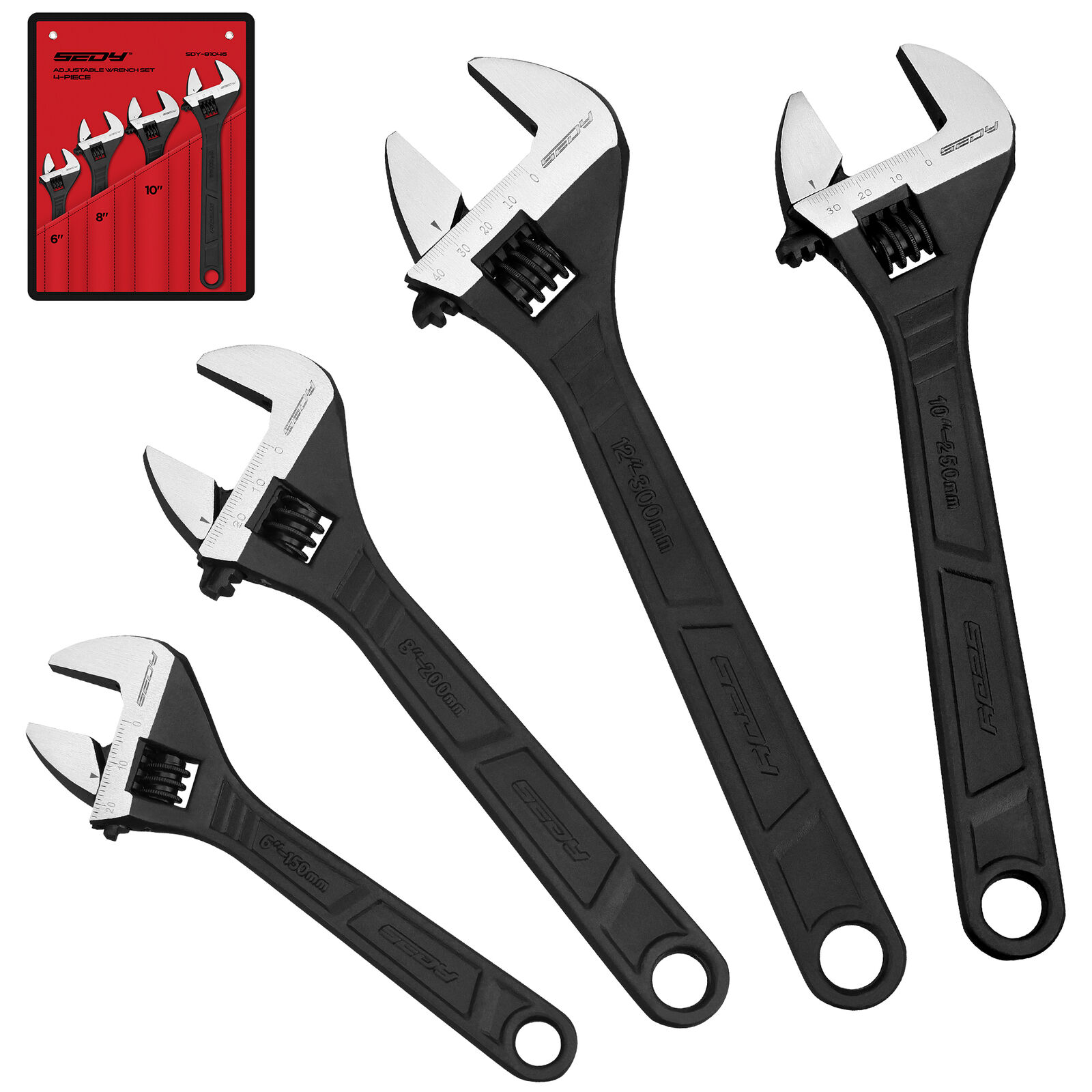 V465-81046-186700-00 SEDY 4Pc Adjustable Wrench Set Shifter Heavy Duty SAE & Metric Household Repair - Image 1