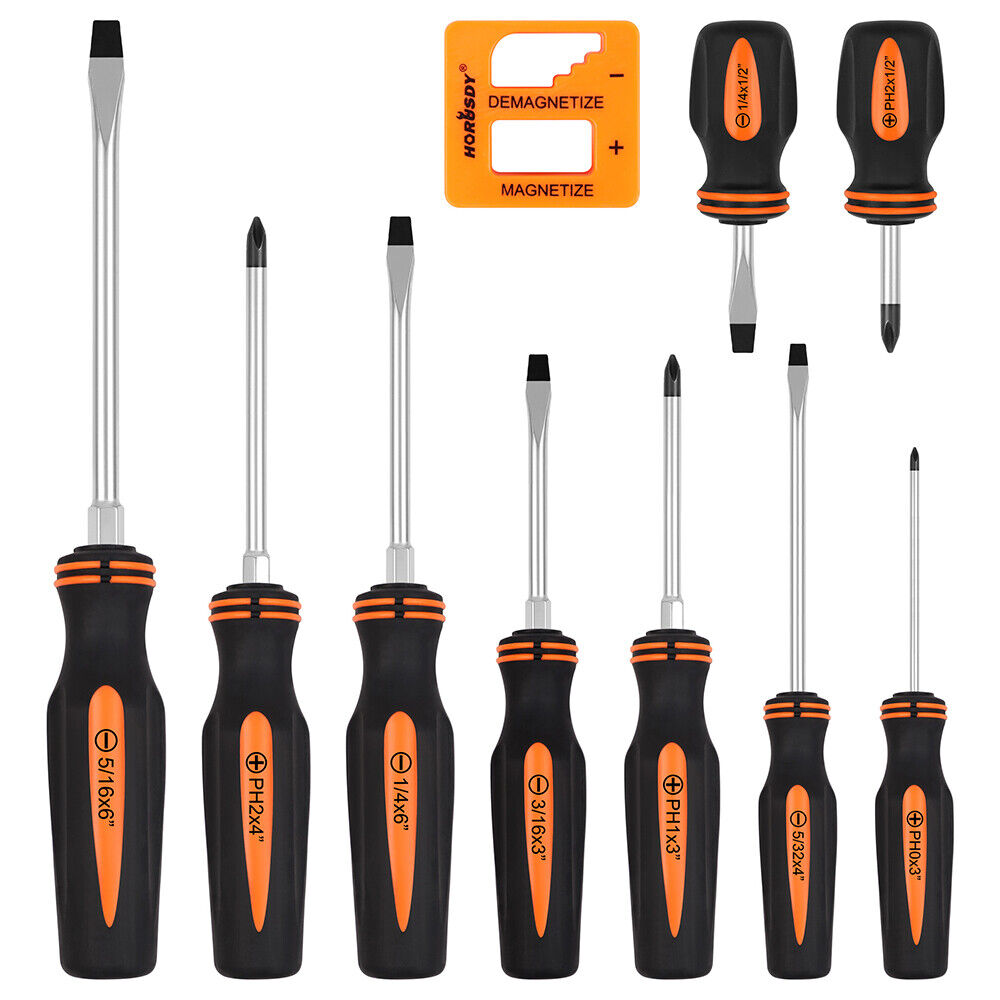 V465-94299-186523-00 HORUSDY 10Pcs Magnetic Screwdriver Set Phillips Slotted Holder Magnetizer Au - Image 1
