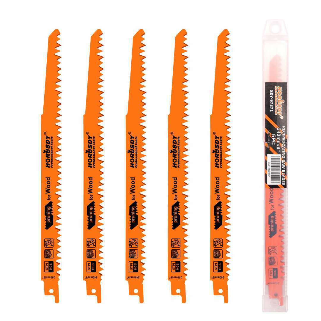 V465-97371-AU-2-85464-00 5Pc 9" / 240mm Reciprocating Saw Blades 5TPI Wood Timber Pruning Tool W/T Case - Image 1