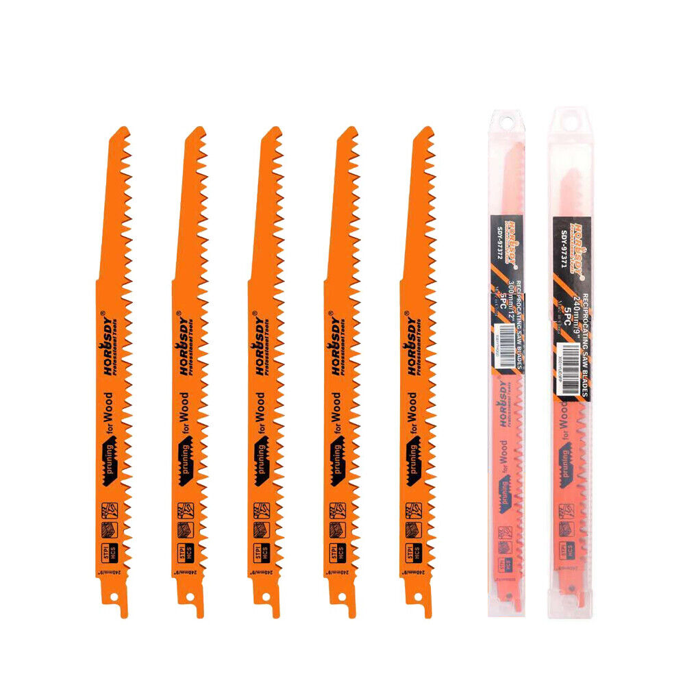 V465-SDY-97372-85444-00 5Pc 300mm Reciprocating Saw Blades 5TPI Wood Timber Pruning Tool W/T Case - Image 1