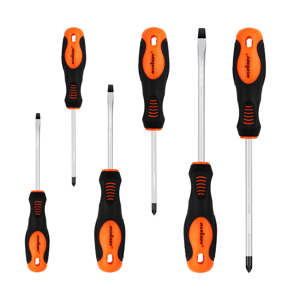 V465-SDY-98001-85467-00 HORUSDY 6Pc Magnetic Screwdriver Set Non-slip Handle Phillips Slotted Tool New - Image 1