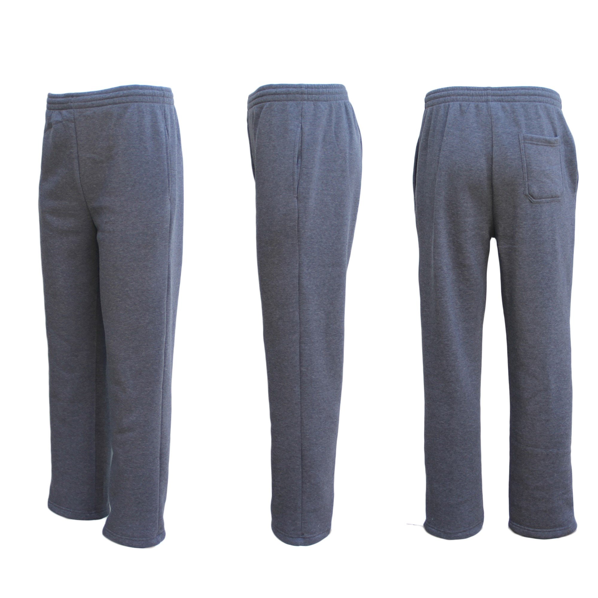 V474-214113-103747-00 New Adult Mens Unisex Track Suit Fleece Lined Pants Sport Gym Work Casual Winter, Grey, 2XL - Image 1