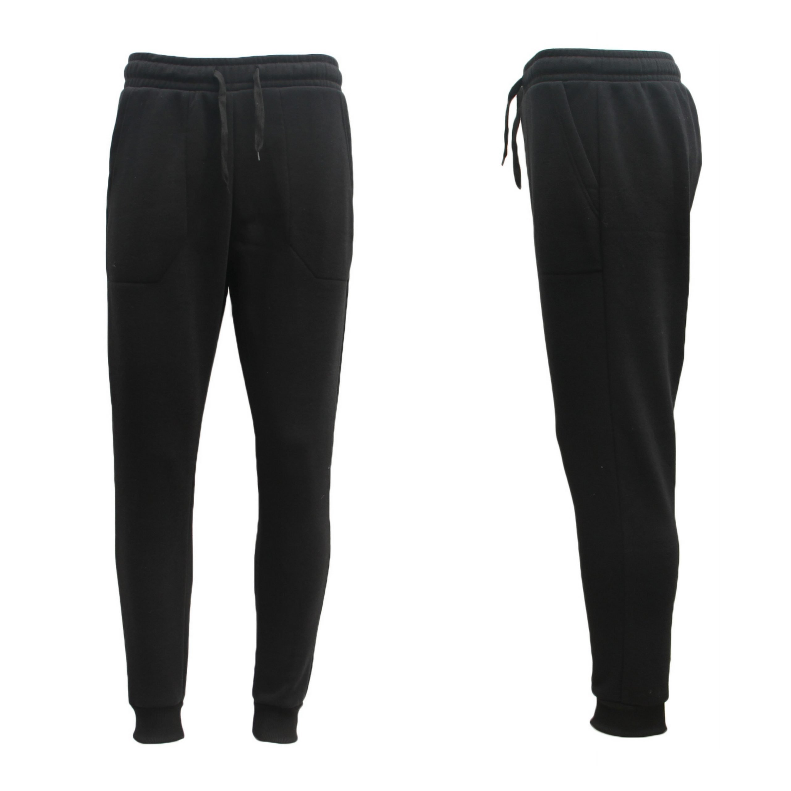 V474-218576-103963-00 Mens Unisex Fleece Lined Sweat Track Pants Suit Casual Trackies Slim Cuff XS-6XL, Black, XL - Image 1