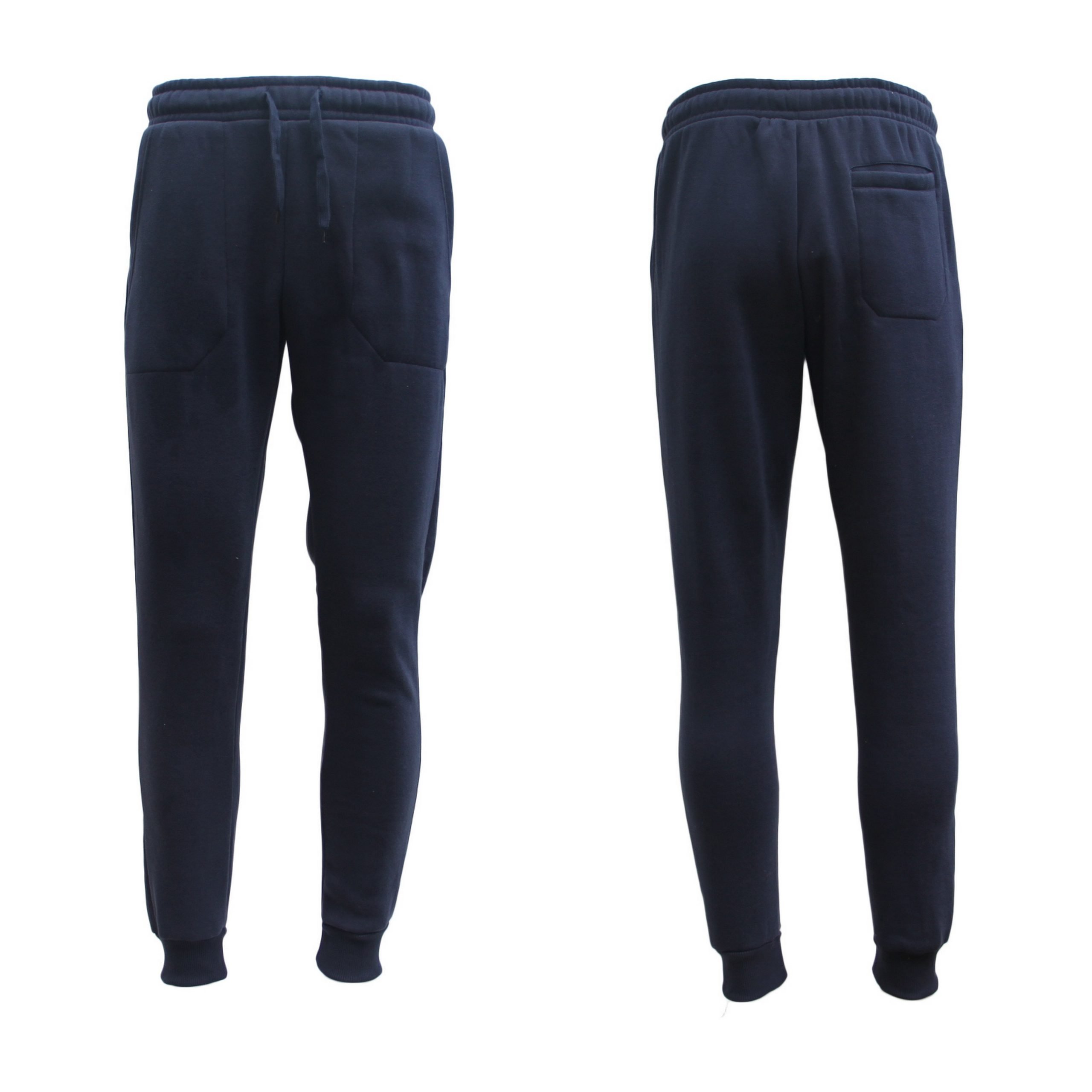 V474-218599-103961-00 Mens Unisex Fleece Lined Sweat Track Pants Suit Casual Trackies Slim Cuff XS-6XL, Navy, 3XL - Image 1