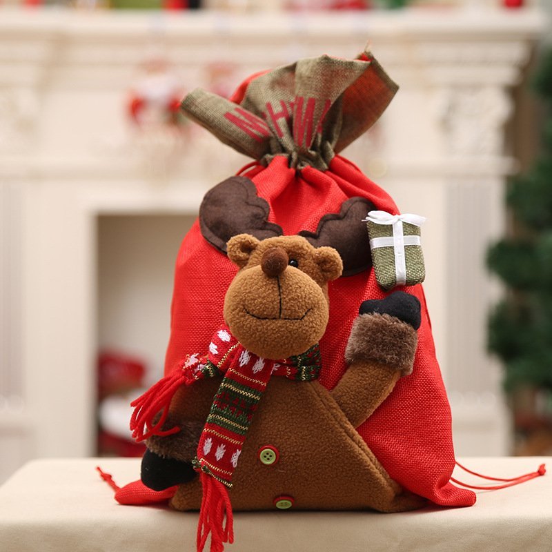 V474-227346-104285-00 New Christmas Large Jumbo Felt Santa Sack Children Xmas Gifts Candy Stocking Bag, Reindeer (56x35cm) - Image 1