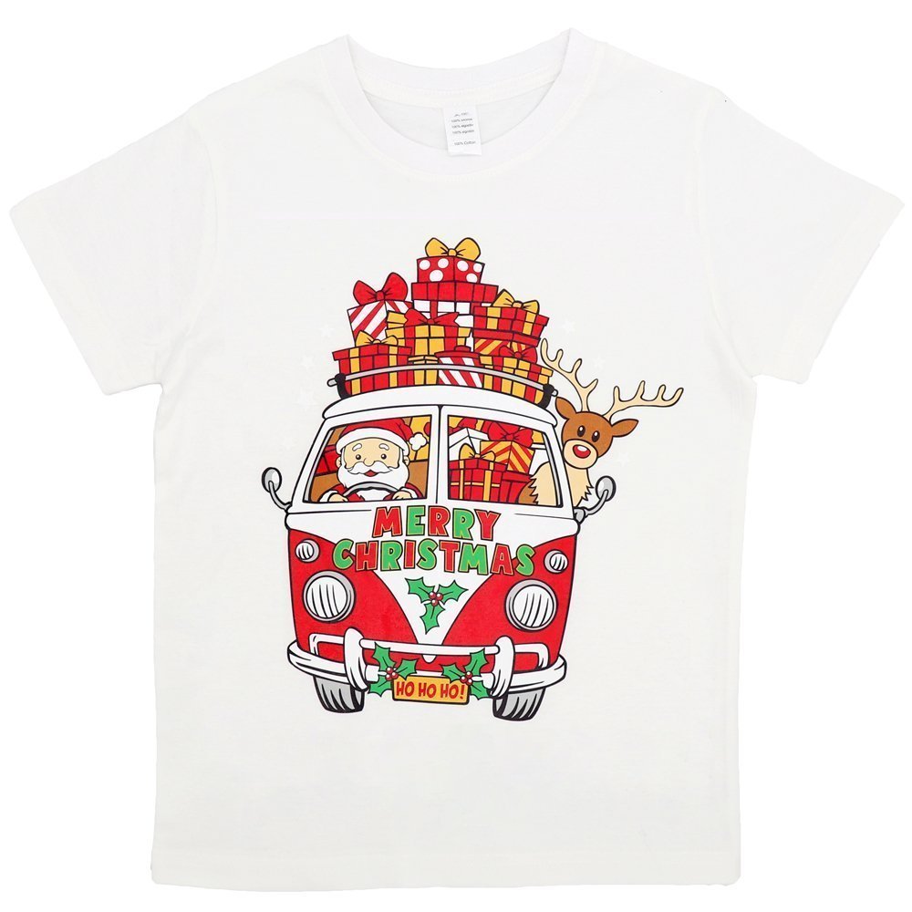 V474-385338-103722-00 New Funny Adult Xmas Christmas T Shirt Tee Mens Womens 100% Cotton Jolly Ugly, Santa Drive Kombi (White), XL - Image 1