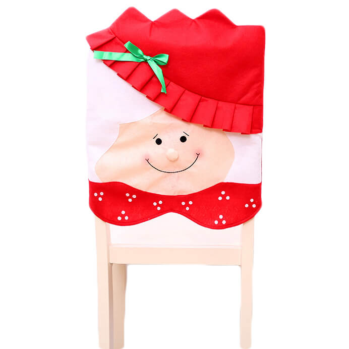 V474-465715-104006-00 6x Christmas Cute Lady Santa Hat Chair Covers Dinner Home Décor Ornaments Gift, Mrs Santa - Image 1