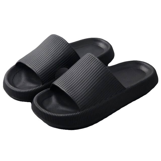 V474-483977-103838-00 Pillow Slides Sandals Non-Slip Ultra Soft Slippers Cloud Shower EVA Home Shoes, Black, 44/45 - Image 1