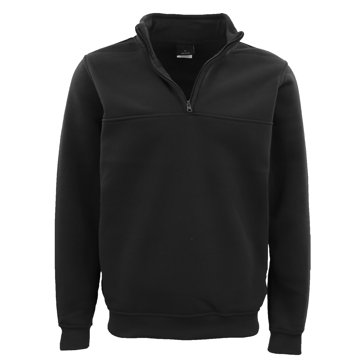 V474-628686-131335-00 New Men's Unisex Adult Half-Zip Fleece Jumper Pullover Stand Collar Jacket Shirt, Black, XL - Image 1
