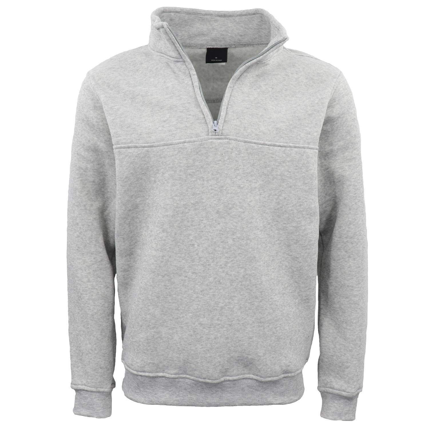 V474-628701-131350-00 New Men's Unisex Adult Half-Zip Fleece Jumper Pullover Stand Collar Jacket Shirt, Light Grey, 2XL - Image 1