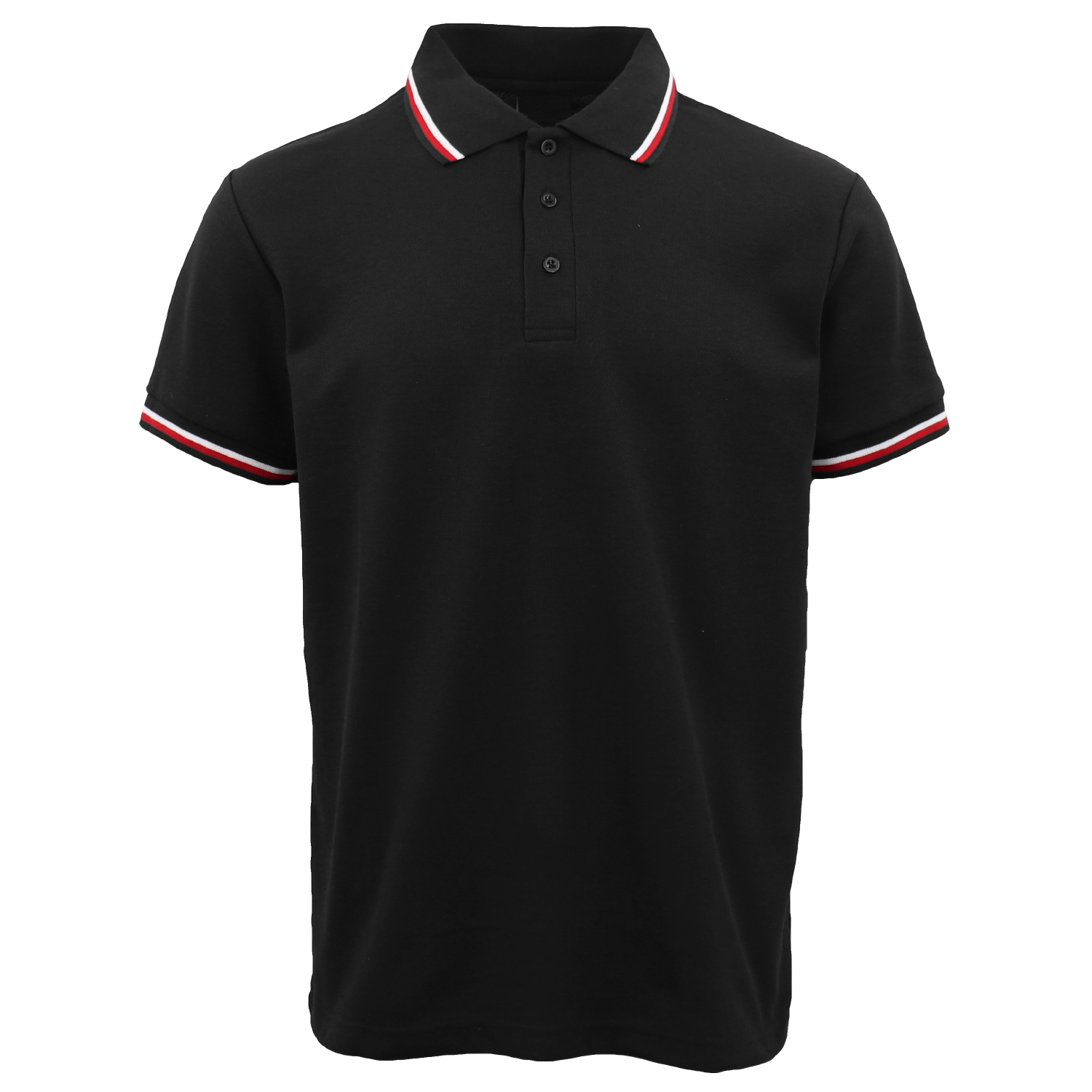 V474-633291-131412-00 Men's Unisex Polo Shirts Basic Plain Breathable Tops Cotton Cascual Sport Shorts, Black, 3XL - Image 1