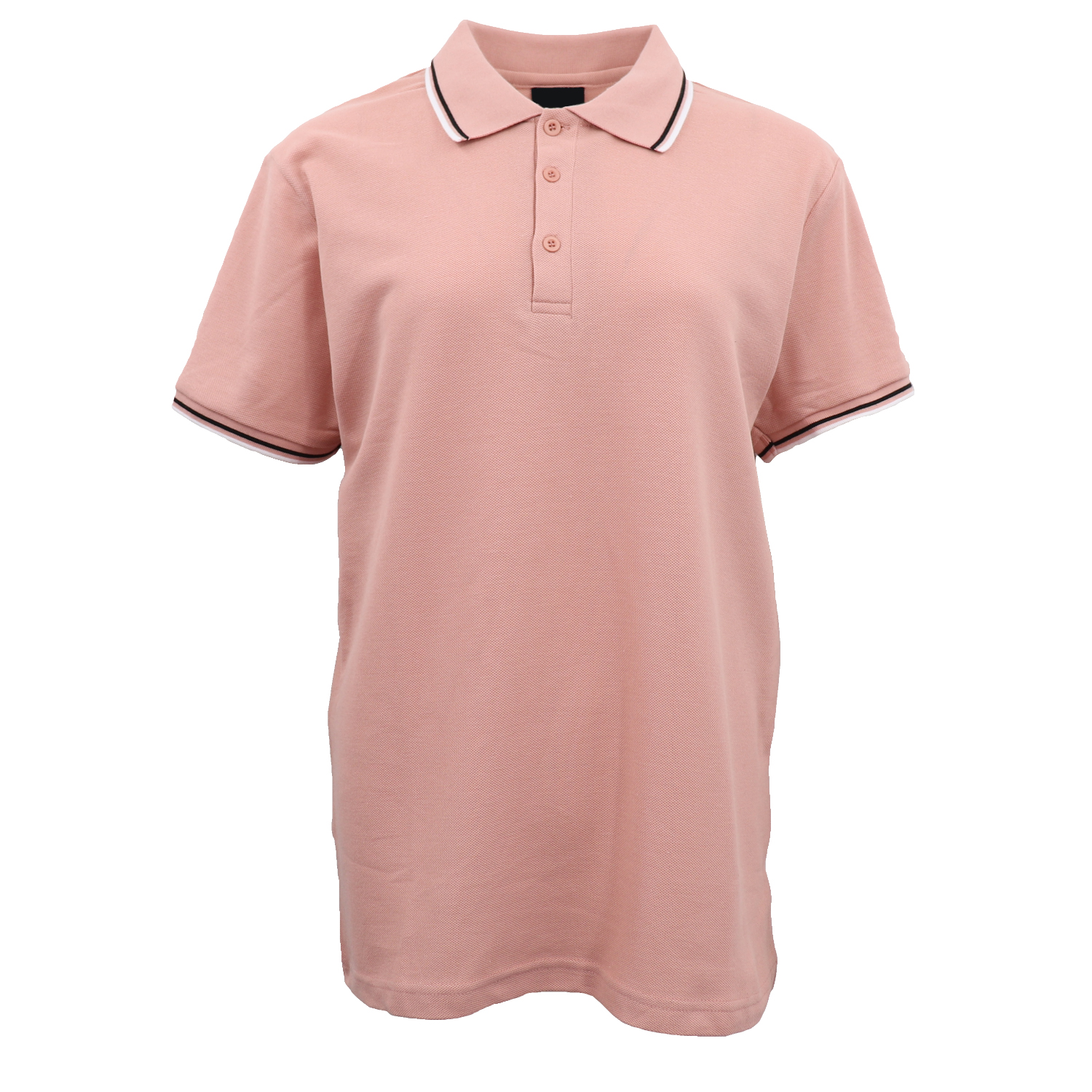 V474-633314-131435-00 Men's Unisex Polo Shirts Basic Plain Breathable Tops Cotton Cascual Sport Shorts, Pink, 2XL - Image 1