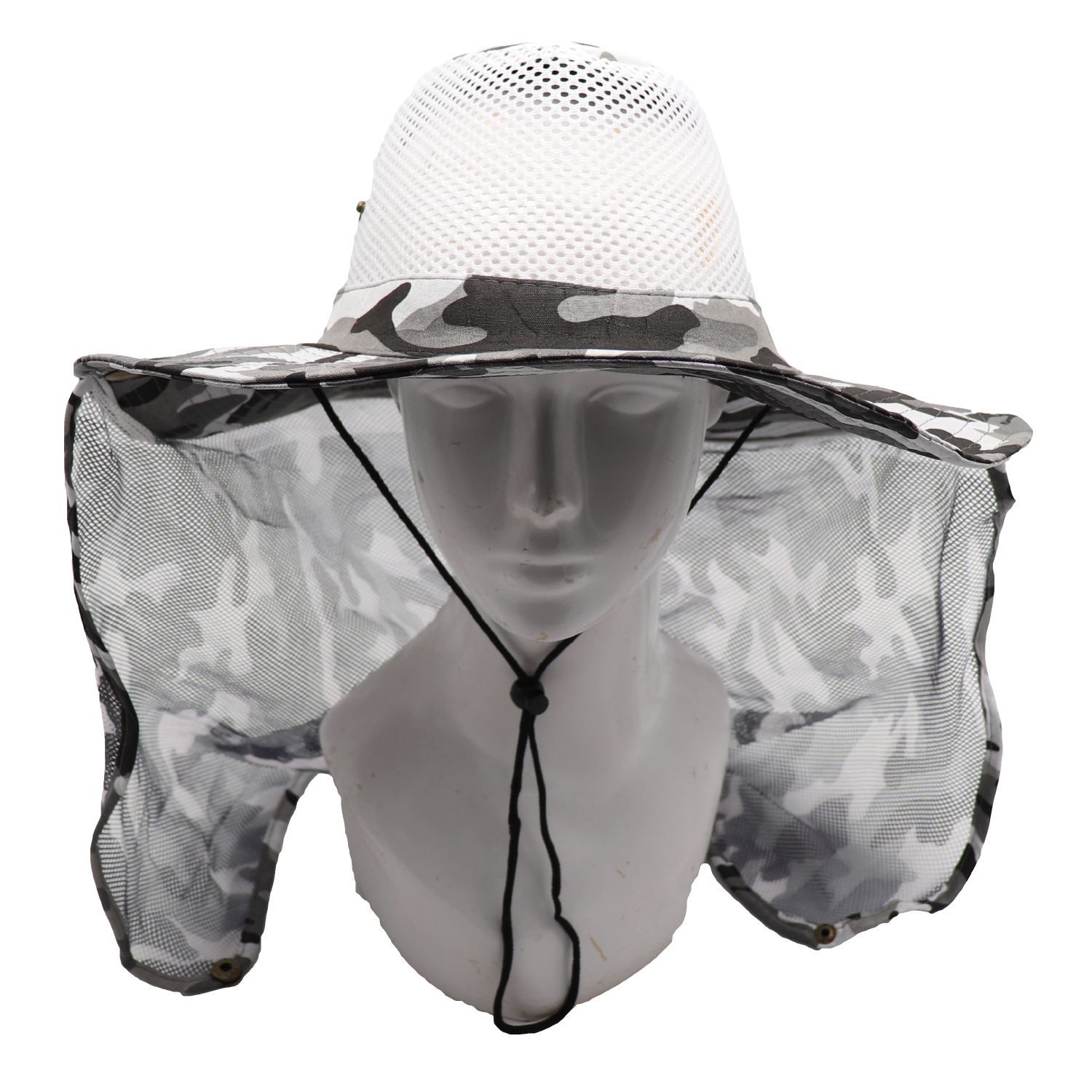 V474-654787-161116-00 Bucket Flap Boonie Slouch Hat Wide Brim Mesh Crown Neck UV Protect Breathable, Arctic Camo - Image 1