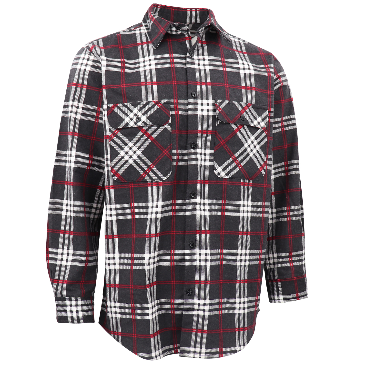 V474-666589-202505281232-00 Men's 100% Cotton Flannelette Shirt Long Sleeve Plaid Check Flannel w Pockets, Shadow Glen Plaid, L - Image 1
