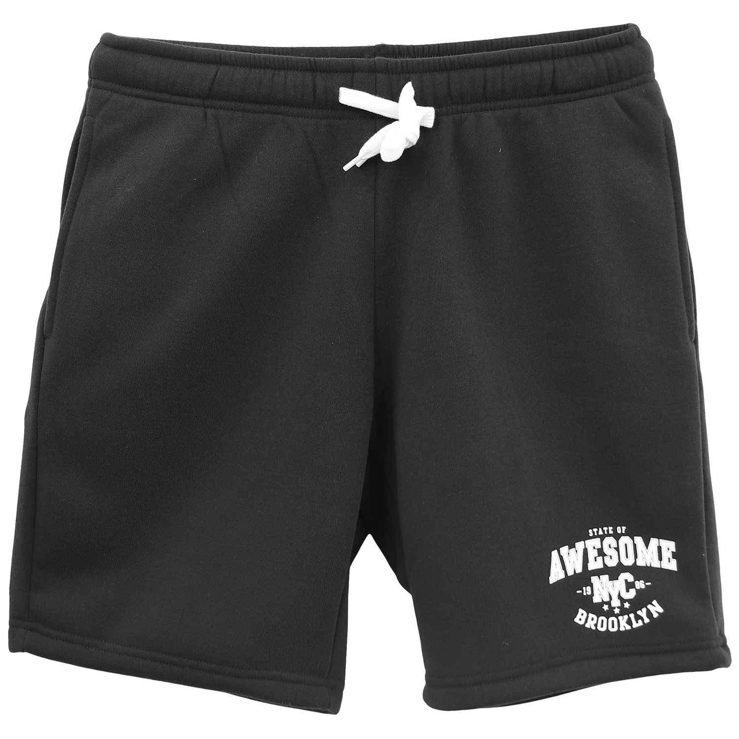 V474-700104-202505281241-00 Men's Fleece Shorts Casual Sports Sweat Pants w Elastic Waist Drawstring Pockets, Black, 3XL - Image 1