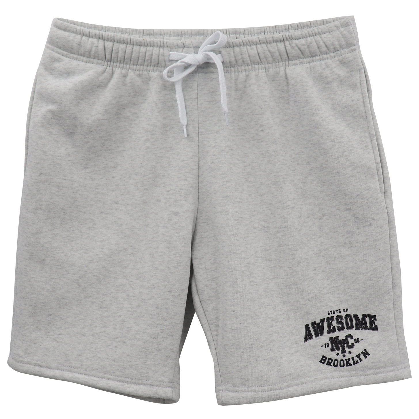 V474-700114-202505081825-00 Men's Fleece Shorts Casual Sports Sweat Pants w Elastic Waist Drawstring Pockets, Light Grey, XS - Image 1
