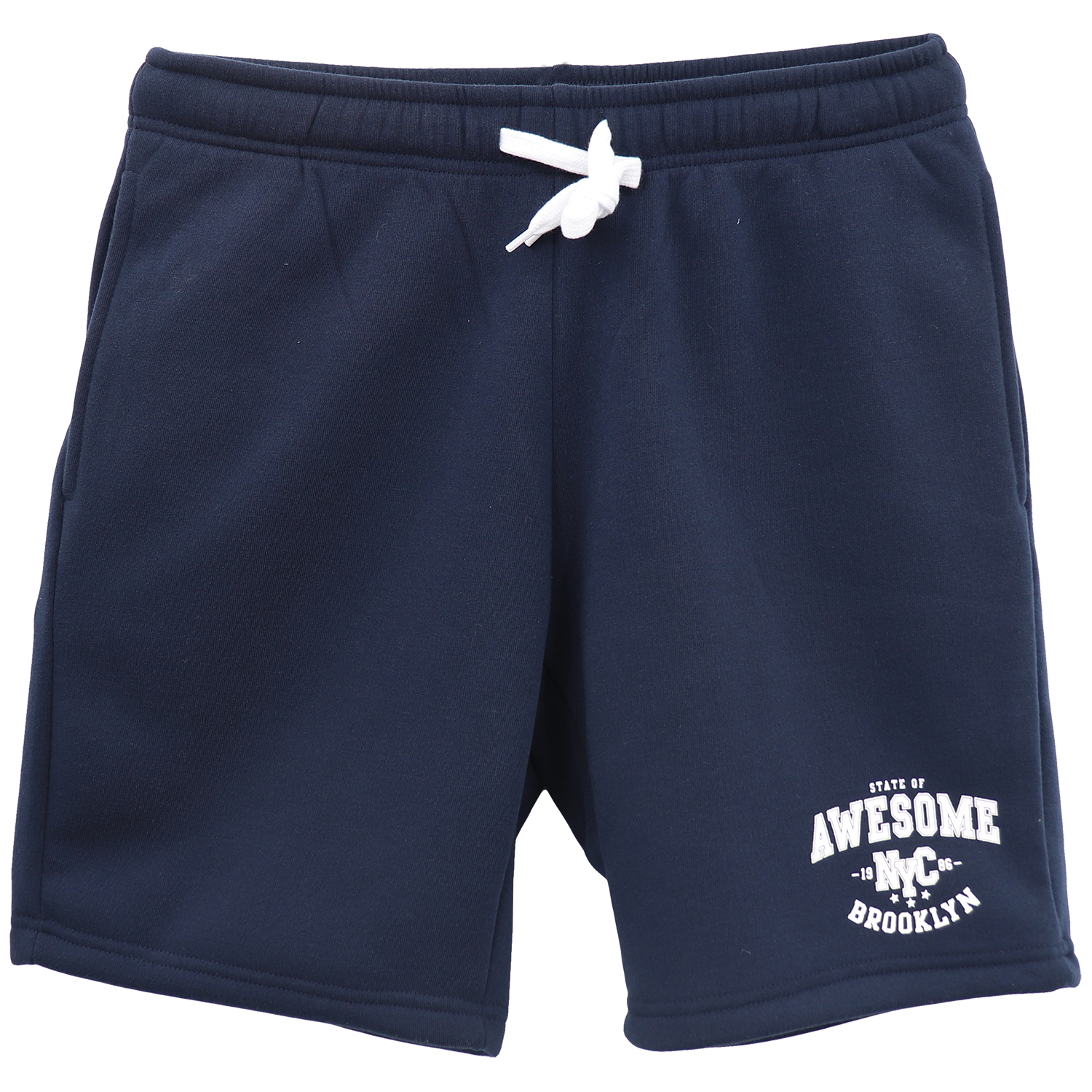 V474-700127-202502241820-00 Men's Fleece Shorts Casual Sports Sweat Pants w Elastic Waist Drawstring Pockets, Navy, 2XL - Image 1