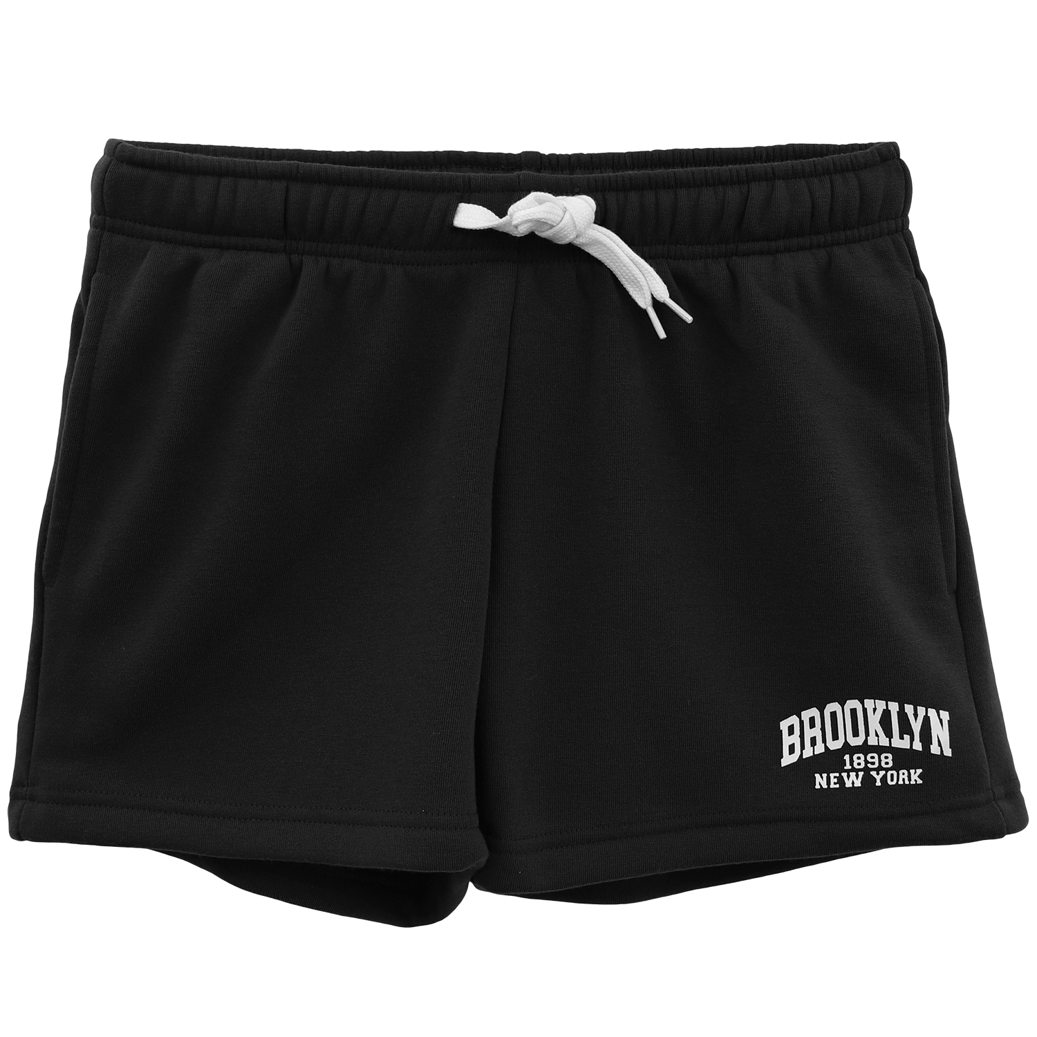 V474-700290-202502241820-00 Women's Casual Fleece Shorts Sweat Athletic Track Pants w Elastic Wasit Pockets, Black, L - Image 1